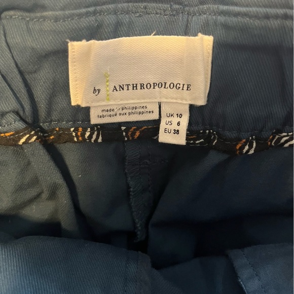 Anthropologie Super High Rise Blue Paper Bag Waist Tie Pants Size 6 - Picture 11 of 13